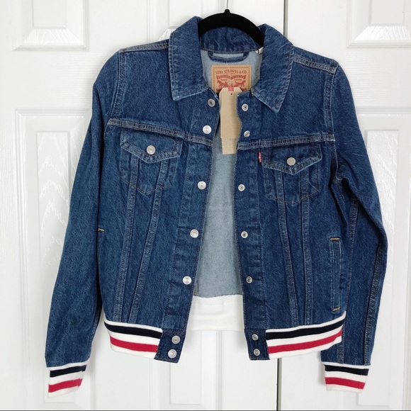 New Levi’s Ribbed Trim Trucker Denim Jacket - Picture 3 of 14